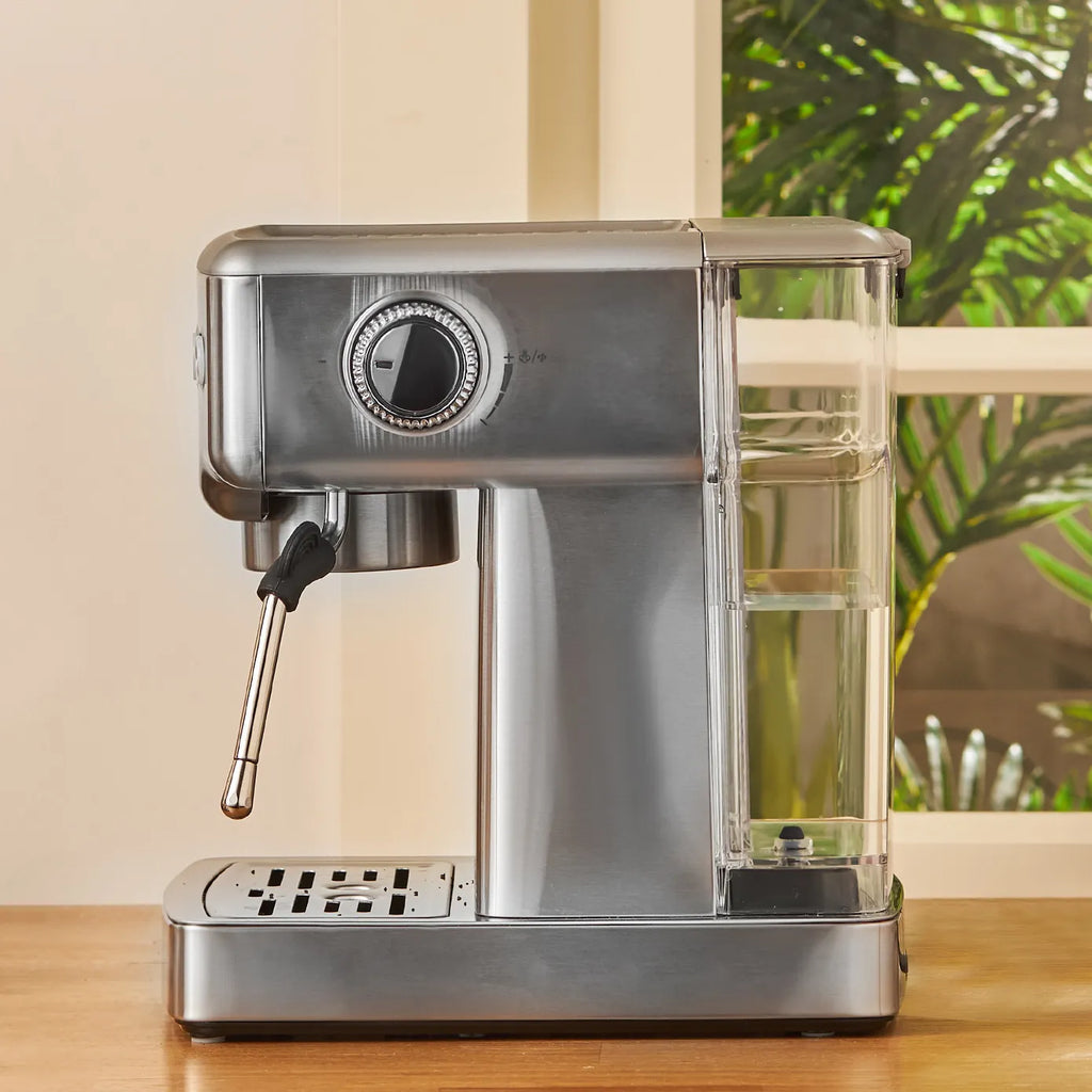 Machine à Café Karaca Coffee Art 1353 pour Espresso, Latte, Cappuccino, Americano avec Mousseur à Lait, 20 Bars de Pression, 1,8L Inox