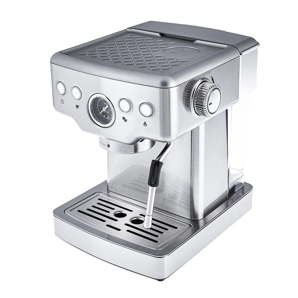 Machine à Café Karaca Coffee Art 1353 pour Espresso, Latte, Cappuccino, Americano avec Mousseur à Lait, 20 Bars de Pression, 1,8L Inox