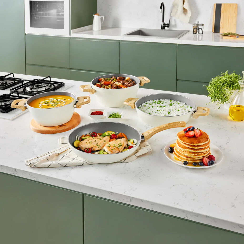 Karaca Swiss Crystal 28 Cm Wok Poêle, Crème