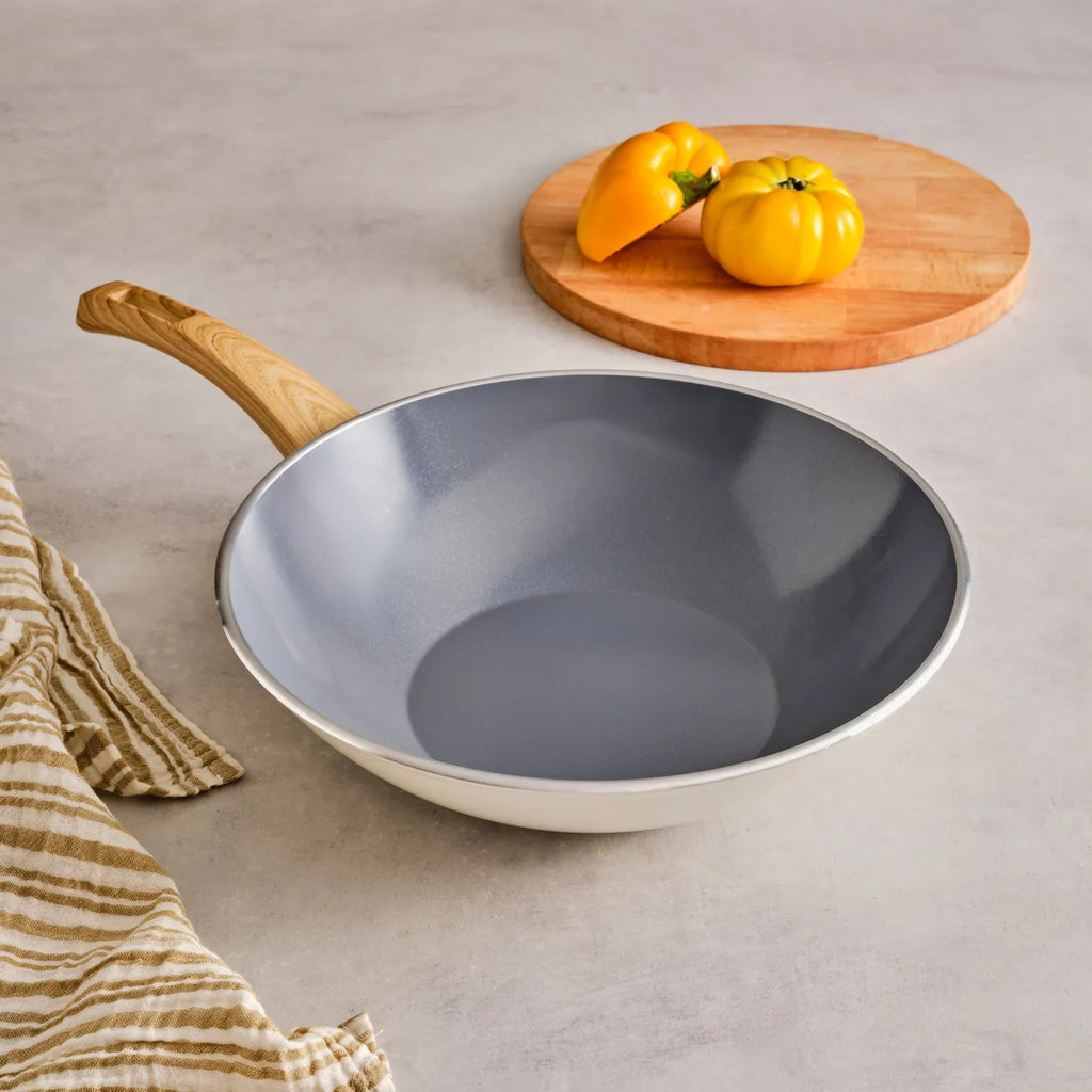 Karaca Swiss Crystal 28 Cm Wok Poêle, Crème
