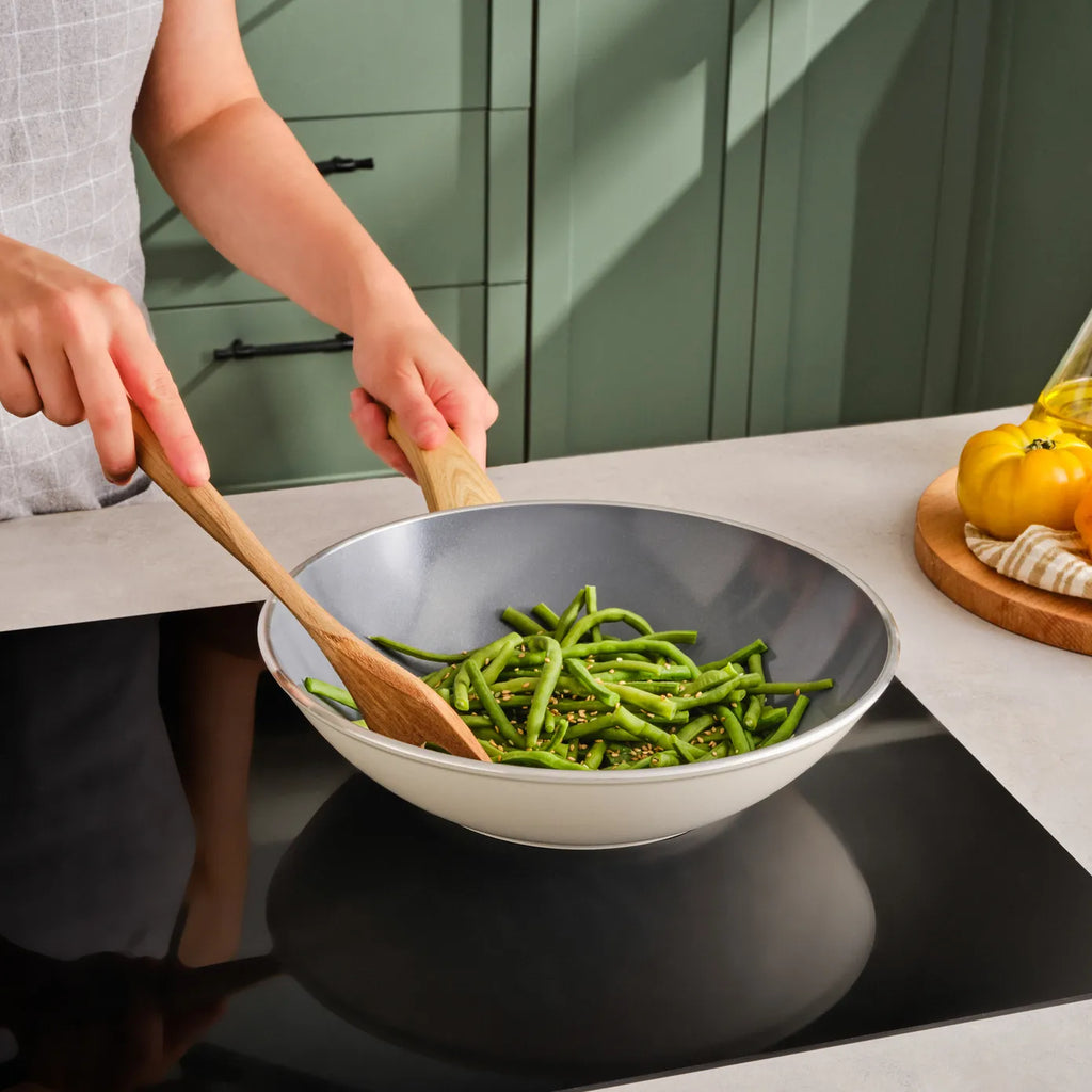 Karaca Swiss Crystal 28 Cm Wok Poêle, Crème