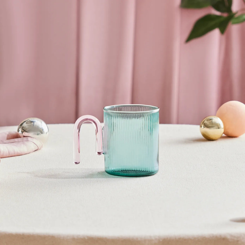 Mug Bleu Karaca Miracle, Manche Rose