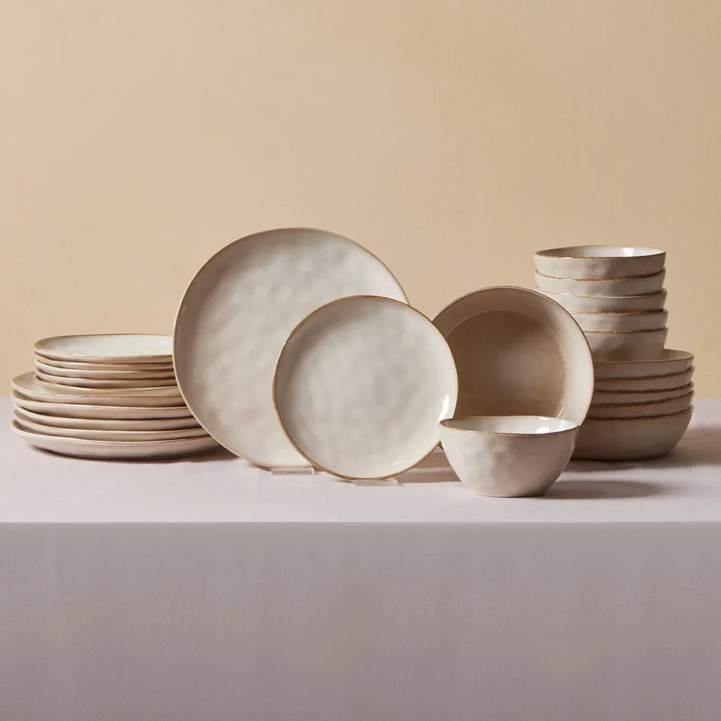 Service de table Karaca Aria Reactive en porcelaine pour 6 personnes, 24 pièces, beige