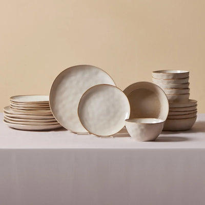Service de table Karaca Aria Reactive en porcelaine pour 6 personnes, 24 pièces, beige
