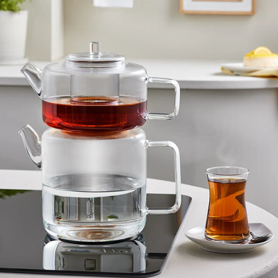 Théière en verre borosilicate Karaca Flat