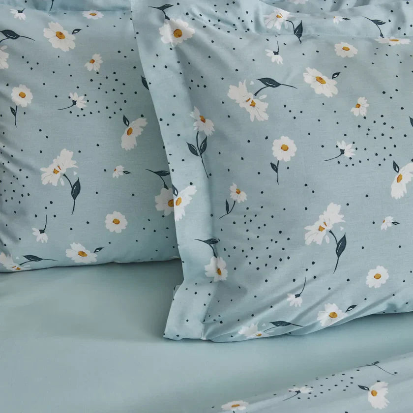 Karaca Home Daisy 100% coton ensemble de housse de couette simple, menthe