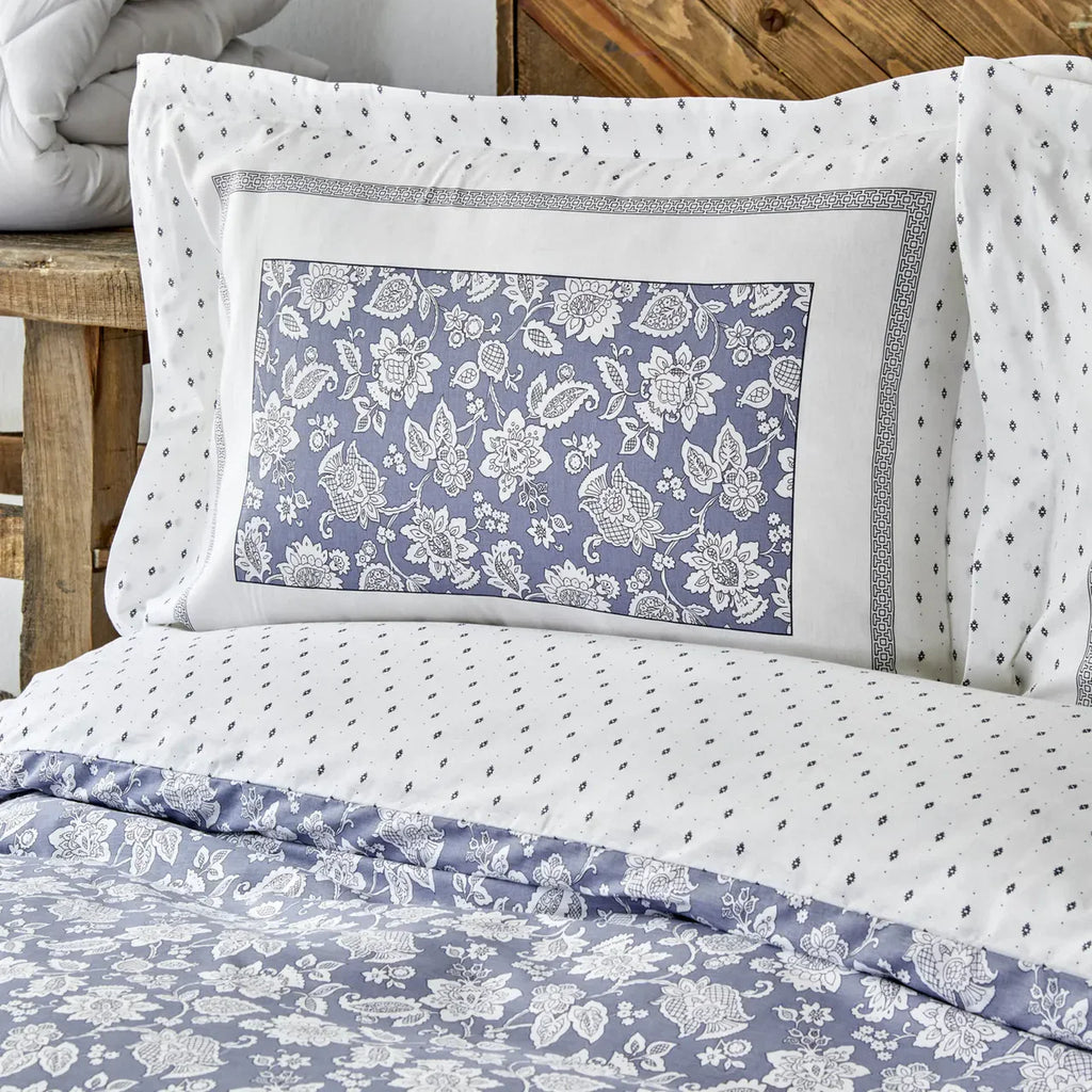 Parure de Lit Simple Karaca Home Celerina Bleu 100 % Coton
