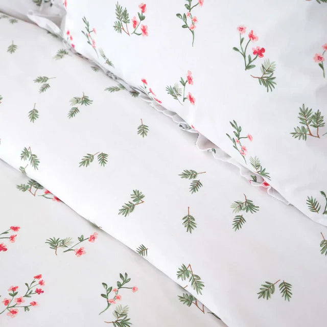 Parure de Lit Karaca Home Silvie 100 % Coton pour Lit Double avec Volants, Rouge