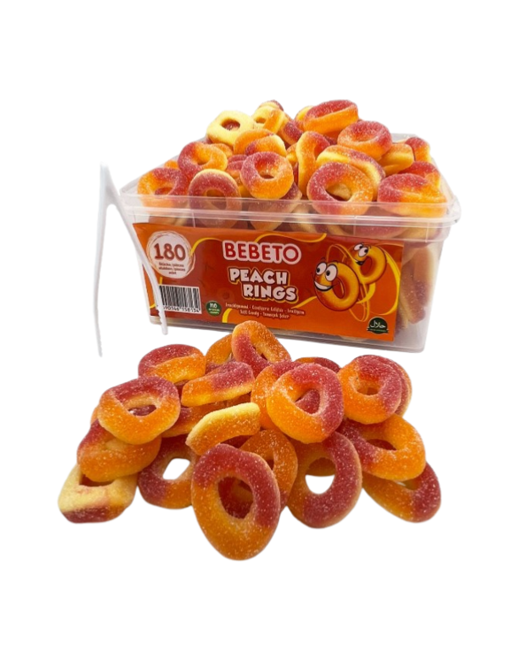 BEBETO Bonbon Gélifié Halal 1080g Anneaux Pêche Acide