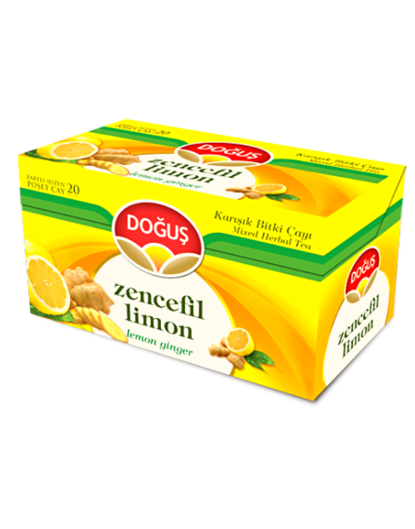 Sachets de Thé DOGUS Bardak Poset ZENCEFIL LIMON Cayi / Thé de Citron & Gingembre en Pochette 20
