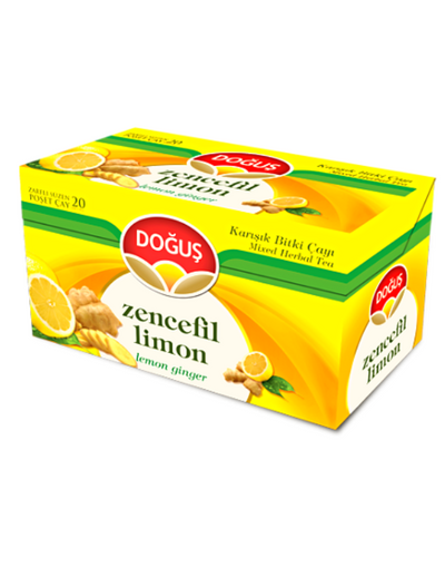 Sachets de Thé DOGUS Bardak Poset ZENCEFIL LIMON Cayi / Thé de Citron & Gingembre en Pochette 20