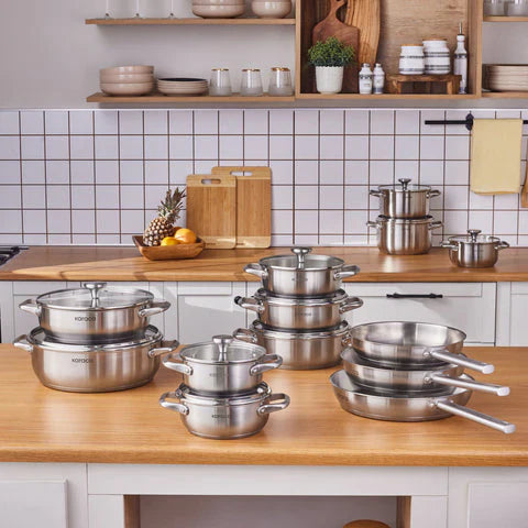 Casserole à induction en acier inoxydable Karaca Elite avec couvercle, 16 cm, argent